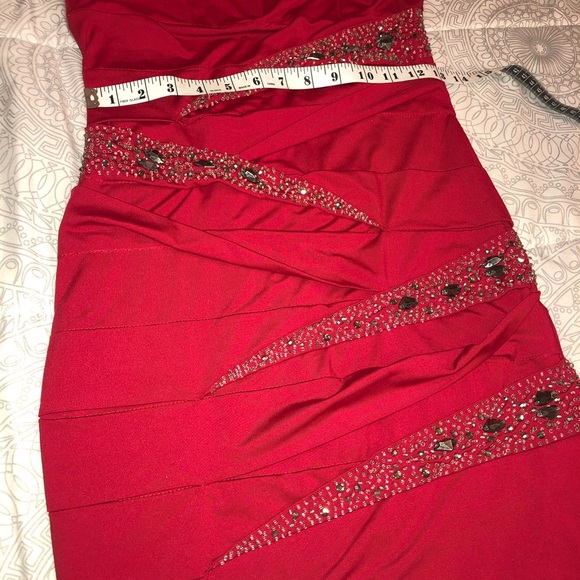 Red Tube Dress with Gems - Picture 3 of 3